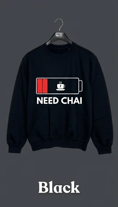 Need Chai Graphic Sweatshirt – Funny Tea Lover Black Unisex Sweatshirt