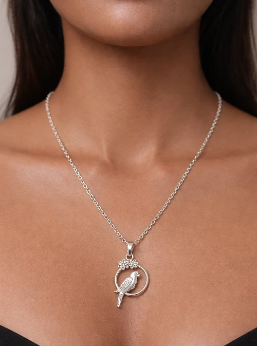 Silver Parrot Necklace Set – Beautiful Love Gift for Women