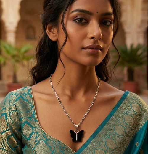 Stylish Pendant Necklace | Silver Plated Party Wear Jewellery