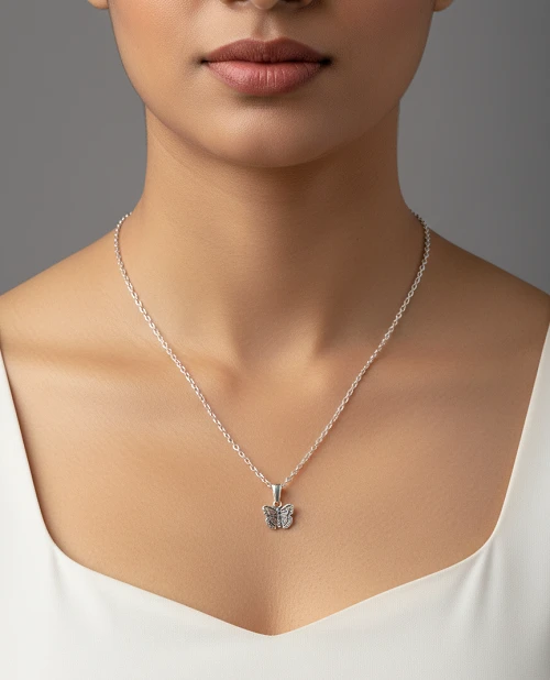 Love Silver Pendant Necklace - Romantic Valentine Gift for Women