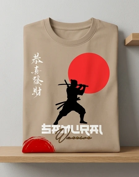 Oversized Japanese Samurai Graphic T-Shirt for Men & Women – Premium Cotton Streetwear