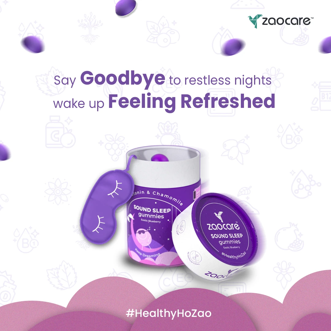 Zaocare Sound Sleep Gummies | Non Habit Forming | Plant Based | With Melatonin, Chamomile & Ashwagandha