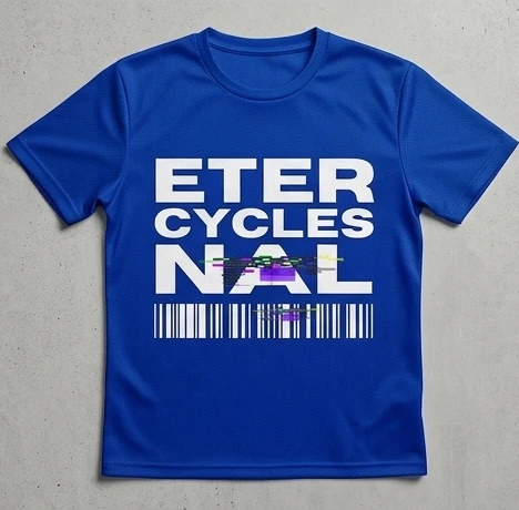 Eternal Cycles Barcode Graphic Printed Polyester T-Shirt