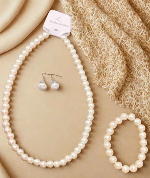 SINGLE LINE PEARL MALA SET / Pearl Necklace / Pearl Neckpeic